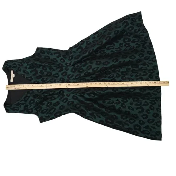 Ann Taylor Loft Leopard Print Jacquard Fit & Flare Dress Womens 4 Black Green - Picture 6 of 16
